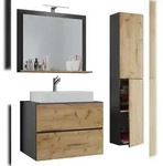 VCM Badm&ouml;bel Waschtisch Lendas Anthrazit / Honig-Eiche H. 150 x B. 93 x T. 51 cm