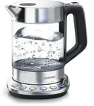 Arendo Wasserkocher 1,5 l, 2200 W, Edelstahl & Glas mit Basisstation,