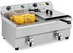 Royal Catering Elektro-Doppel-Fritteuse - 2 x 13 l - 6400 W - Ablasshahn -