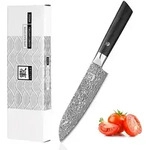 Zayiko Black Edition Santoku Messer I 13cm Klinge I dunkler Damast I Pakkaholz