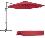 tectake Sonnenschirm Ampelschirm &Oslash; 300cm mit Fu&szlig;pedal und Schutzh&uuml;lle Weinrot