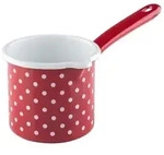 Riess Emaille Schnabeltopf mit Stiel &Oslash; 10 cm, 0,75 l, P&uuml;nktchen Rot