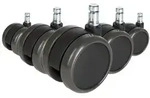 hjh OFFICE 5x ungebremste Rollen ROLO FREE f&uuml;r Hartb&ouml;den 11mm / 65mm (5er Pack)