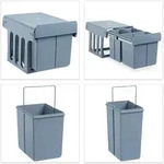 Relaxdays Einbaum&uuml;lleimer K&uuml;che, Auszug, M&uuml;llsystem Unterschrank, 15 & 2x 8 l,