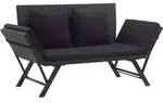 vidaXL Gartenbank mit Auflagen 176 cm Schwarz Poly Rattan