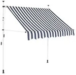 vidaXL Einziehbare Markise Handbetrieben 150 cm Blau/Wei&szlig; Gestreift