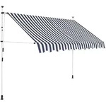 vidaXL Einziehbare Markise Handbetrieben 300 cm Blau/Wei&szlig; Gestreift