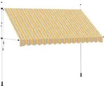 vidaXL Einziehbare Markise Handbetrieben 350 cm Gelb/Blau Gestreift