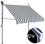 vidaXL Einziehbare Markise Handbetrieben mit LED 100 cm Blau und Wei&szlig;
