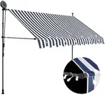 vidaXL Einziehbare Markise Handbetrieben mit LED 250 cm Blau und Wei&szlig;