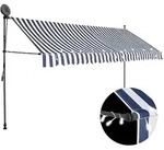 vidaXL Einziehbare Markise Handbetrieben mit LED 400 cm Blau und Wei&szlig;