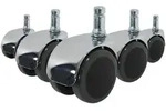 5x Design-Rollen ROLO LUX 11mm / 50mm B&uuml;ro-Stuhl-Rollen f&uuml;r Hartb&ouml;den Chrom...