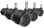 hjh OFFICE 5x Hartbodenrollen ROLO FIX sitzgebremst 10mm / 50mm Zinkdruckguss (5er