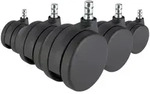 5x Teppichrollen ROLO No-Noise 11mm / 75mm B&uuml;ro-Stuhl-Rollen f&uuml;r Teppich (5er...