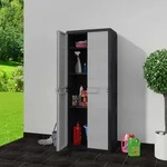 vidaXL Gartenschrank mit 3 Regalb&ouml;den Schwarz und Grau