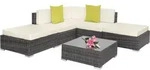 tectake Rattan Lounge mit Aluminiumgestell Paris Grau