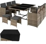 tectake Rattan Sitzgruppe Malaga mit Schutzh&uuml;lle - platzsparend, abwaschbar - Farbe