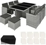 tectake Aluminium Rattan Sitzgruppe York - Outdoor M&ouml;bel Set mit Schutzh&uuml;lle -