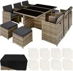 tectake Aluminium Rattan Sitzgruppe York mit Schutzh&uuml;lle - Farbe Natur - 6 St&uuml;hle 4