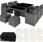 tectake Aluminium Rattan Sitzgruppe York inkl. Schutzh&uuml;lle - wetterfest Gartenm&ouml;bel
