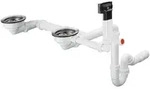 hansgrohe D17-10 Manuelle Ab- und &Uuml;berlaufgarnitur f&uuml;r Doppelbecken Granit, Chrom