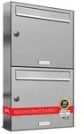 AL Briefkastensysteme 2 F&auml;cher Premium Edelstahl Wand Briefkasten Anlage f&uuml;r Post