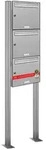 AL Briefkastensysteme 3 F&auml;cher Premium Edelstahl Stand Briefkasten Anlage f&uuml;r...