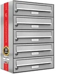 AL Briefkastensysteme 5 F&auml;cher Premium Edelstahl Wand Briefkasten Anlage f&uuml;r...