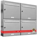 AL Briefkastensysteme 4 F&auml;cher Premium Edelstahl Wand Briefkasten Anlage f&uuml;r Post