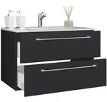 VCM Badm&ouml;bel Waschtisch Badinos Schwarz H. 52 x B. 80 x T. 46 cm
