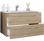 VCM Badm&ouml;bel Waschtisch Badinos Sonoma-Eiche (S&auml;gerau) H. 52 x B. 60 x T. 46 cm