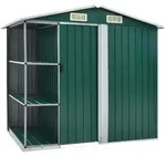 vidaXL Gartenhaus mit Regal Gr&uuml;n 205x130x183 cm Eisen