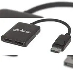Manhattan 207768 Splitter 2-Port Display-Port mit MST 4K@30HZ