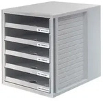 HAN Schubladensystem Kunststoff, PS (Polystyrol) Hellgrau 5 Sch&uuml;be 27,5 x 33 x 32 cm