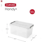 CURVER Archivboxen HANDY+, 60 x 45 x 40 cm, 50L, mit Deckel, transparent, 3 St&uuml;ck