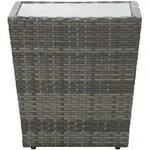vidaXL Beistelltisch Grau 41,5x41,5x43 cm Poly Rattan und Hartglas