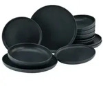 CreaTable Uno Black Tellerset 12-tlg Steinzeug