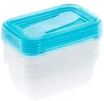 Keeeper - 5er-Set Lunchboxen, 5x500ml, 15,5x10,5x6cm, Fredo Fresh, Transparent Blau