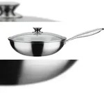 GSW Wok-Pfanne ASIA 32 x 9,0cm mit Glasdeckel, ca. 5,2 L, induktionsgeeignet,