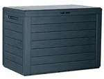 Prosperplast - 190 Liter Woodebox Gartentruhe aus anthrazitfarbenem Kunststoff, 78 x