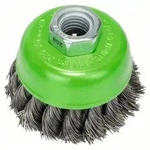 Topfb&uuml;rste, Edelstahl, gezopfter Draht, 65 mm, 0,35 mm, 12500 U/min, M14