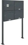 AL Briefkastensysteme 3 F&auml;cher Premium Stand Briefkasten Anlage in RAL 7016