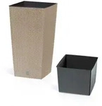 Prosperplast Blumenk&uuml;bel Polyrattan Mocca 26,6l mit Innenkasten Wetterfest