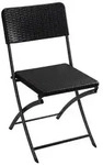 Perel Klappstuhl, klappbar, wetterfest, Rattan-Optik, maximal 300 kg, Schwarz