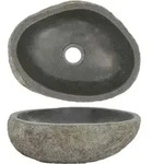 vidaXL Waschbecken Flussstein Oval (29-38)x(24-31) cm