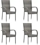 vidaXL Gartenst&uuml;hle Stapelbar 4 Stk. Grau Poly Rattan