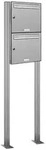 AL Briefkastensysteme 2 F&auml;cher Premium Edelstahl Stand Briefkasten Anlage f&uuml;r Post