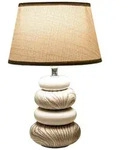 N&auml;ve Keramik Tischleuchte "Stoney" h: 31cm wei&szlig;, grau