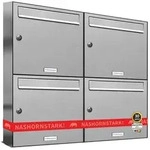 AL Briefkastensysteme 4 F&auml;cher Premium Edelstahl Wand Briefkasten Anlage f&uuml;r Post