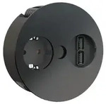 Bachmann Twist 1x Steckdose, USB-Charger (931.131) schwarz matt